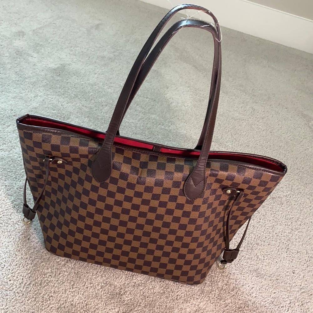 Daisy Rose Brown Plaid Tote Designer Bag